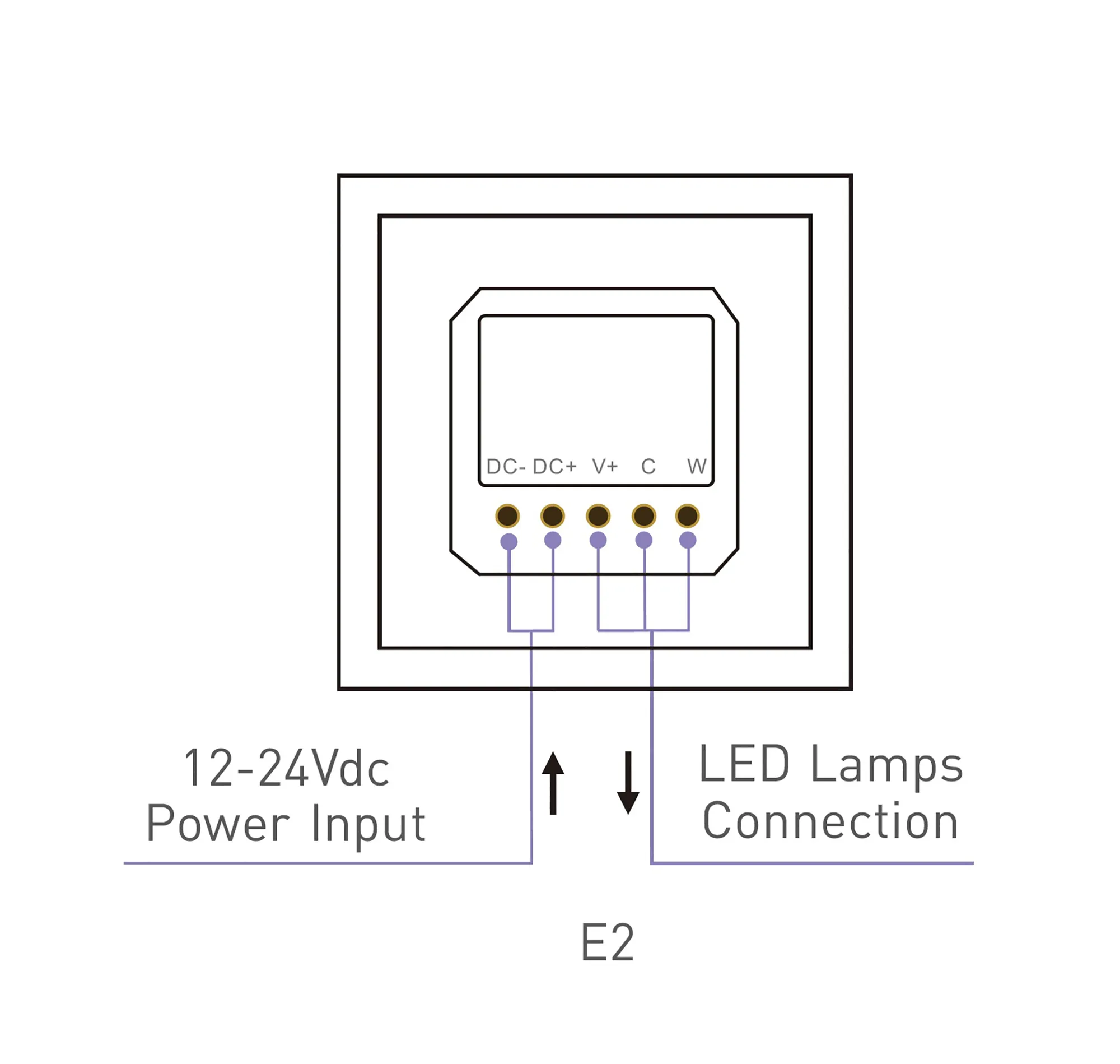 RF2.4GHz CT dimming Touch Panel, PWM Power output, 12/24Vdc, 96W 4A, Single/Multi Zone Support. E2  LTECH Touch Panel